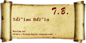 Tálas Béla névjegykártya